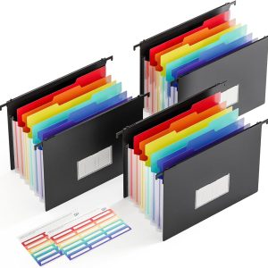 EOOUT Hanging File Folders, 3 Pack Letter Size File Folders 7 Expanding Accordion Pockets, 1/3-Cut Tab Larger Capacity Hanging Folders for Filing Cabinet